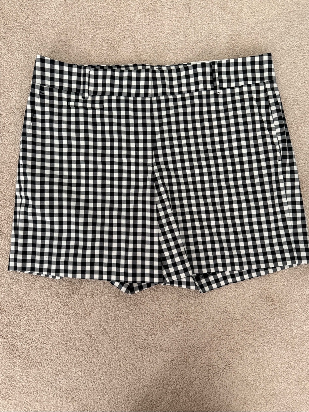 Ann Taylor Womens The Metro Short Black White Mid Rise Gingham Shorts- Size 12